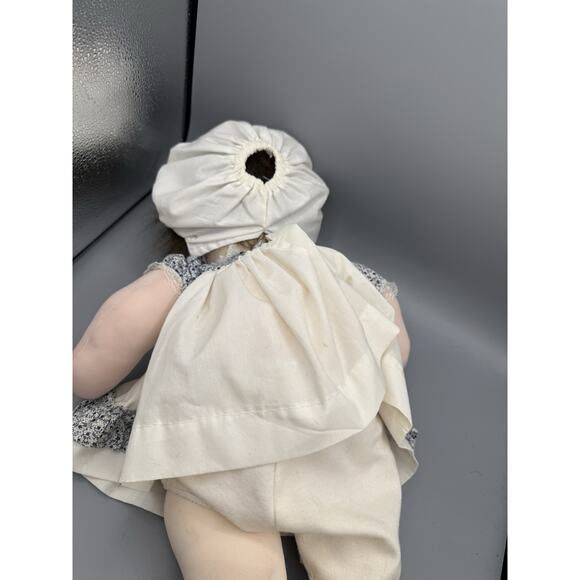 Vintage Handmade Cloth Rag Doll 18” Prairie Girl Bonnet Apron Calico Dress - Picture 3 of 6